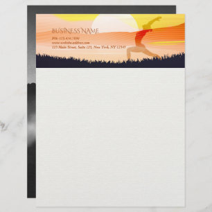 Yoga Instructor Sun Salutation Crescent Moon Pose  Custom Letterhead