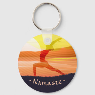 Yoga Instructor Sun Salutation Crescent Moon Pose Key Ring