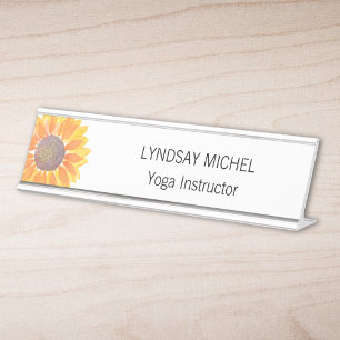 Yoga Instructor Sunflower Personalised  Desk Name Plate