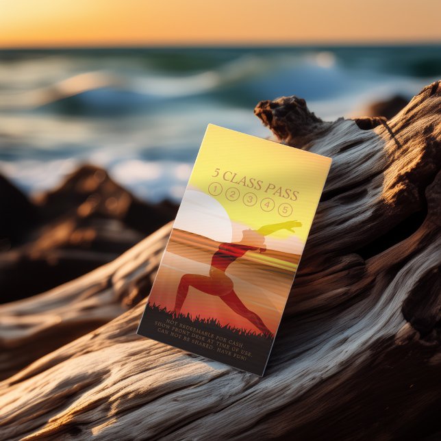 Yoga Instructor Sunset Half Moon Pose 5 Class Pass Loyalty Card (Creator Uploaded)
