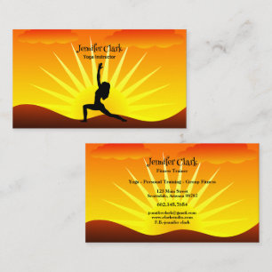 Yoga Instructor Sunset Yoga Pose Silhouette  Business Card