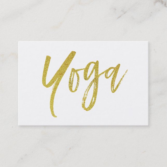 *~* Yoga Instructor Teacher Modern White Gold Business Card (Front)
