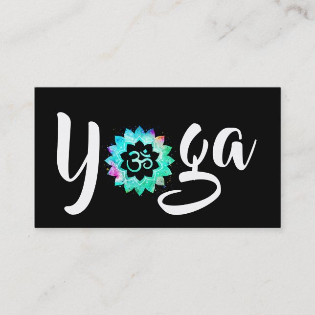 *~* Yoga Instructor Teacher OM  Aum  Lotus Mandala Business Card (Front)