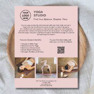 Yoga Instructor Teacher Pink Promotional Business Flyer