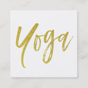 *~* Yoga Instructor Teacher White Gold Modern Square Business Card