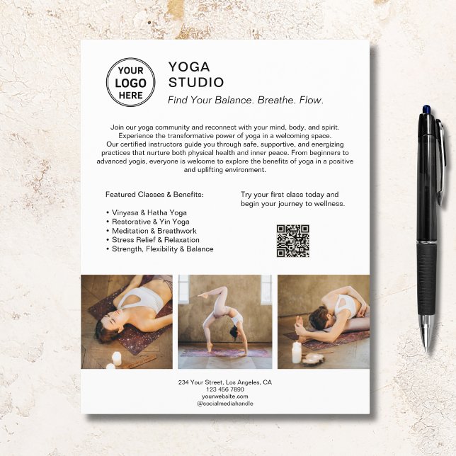 Yoga Instructor Teacher White Promotional Business Flyer (Yoga Instructor Teacher White Promotional Business Flyer)