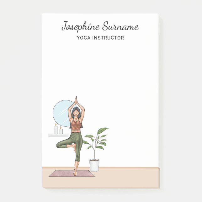 Yoga Instructor Tree Pose Workout Girl Custom Name Post-it Notes (Front)
