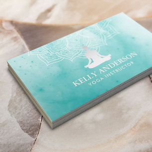 Yoga Instructor Watercolor Lotus Mandala Namaste Business Card