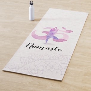 Yoga Instructor Watercolor Meditation Pose Om Sign Mat