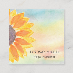 Yoga Instructor Watercolor Square Business Card
