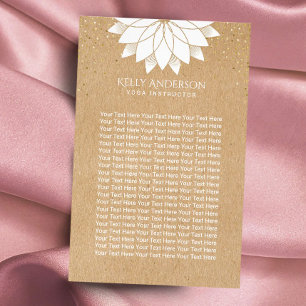 Yoga Instructor White Lotus Floral Rustic Kraft Flyer