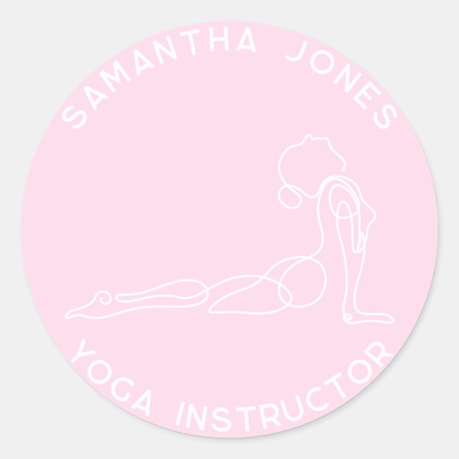 Yoga instructor yogi pose modern studio business classic round sticker (Front)