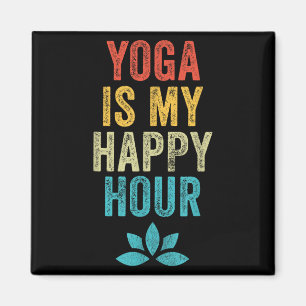Yoga Is My Happy Hour Meme Vintage Funny Yoga Sayi Magnet