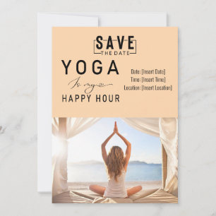 Yoga is my happy hour Woman posing yoga  Invitation