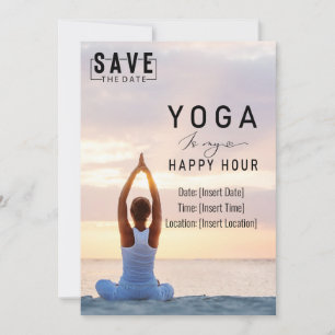 Yoga is my happy hour Woman posing yoga  Invitation