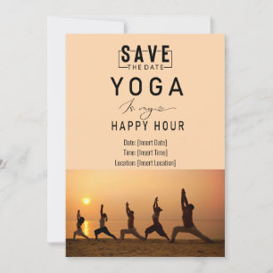 Yoga is my happy hour Woman posing yoga  Invitation