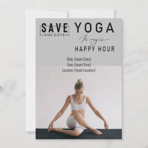 Yoga is my happy hour Woman posing yoga  Invitation