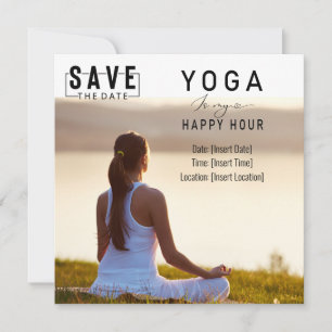 Yoga is my happy hour Woman posing yoga  Invitation