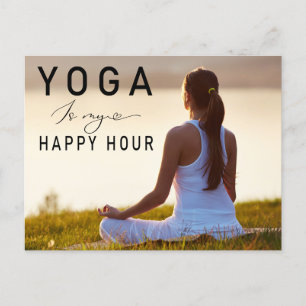 Yoga is my happy hour Woman posing yoga  Postcard