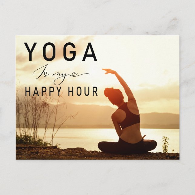 Yoga is my happy hour Woman posing yoga  Postcard (Front)
