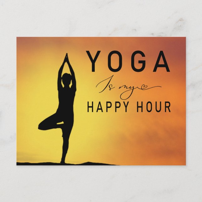 Yoga is my happy hour Woman posing yoga  Postcard (Front)