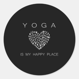 Yoga Is My Happy Place Insrational Motivational Classic Round Sticker