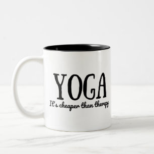 Yoga It's Cheaper Than Therapy Two-Tone Coffee Mug