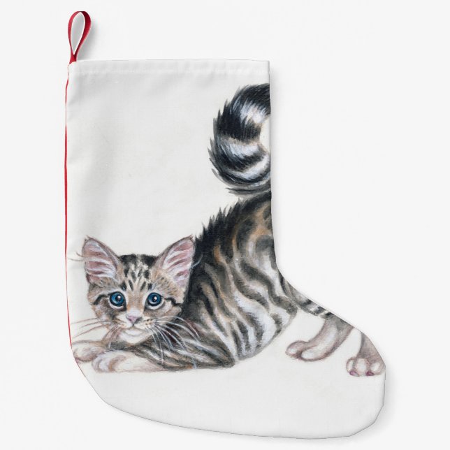 yoga kitten small christmas stocking (Front)