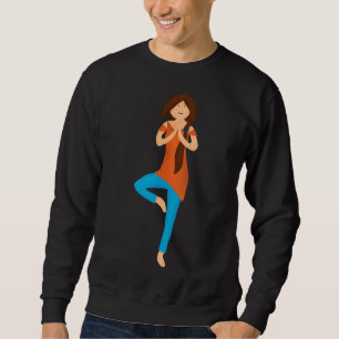 Yoga Lady Standing On One Leg Tree Pose Sweatshirt