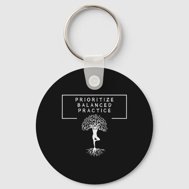 Yoga Lanced Practice Tree Pose Mindfulness Meditat Key Ring (Front)