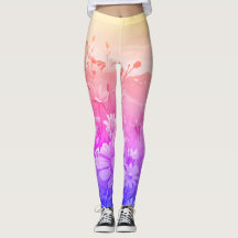 Yoga leggins with gradient meadow pattern