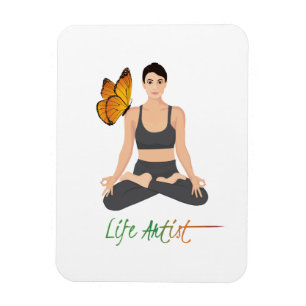 Yoga Life Artist Slogan Girl Lotus Butterfly Cute Magnet