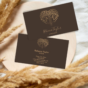 yoga life coach therapy heart tree of life business card