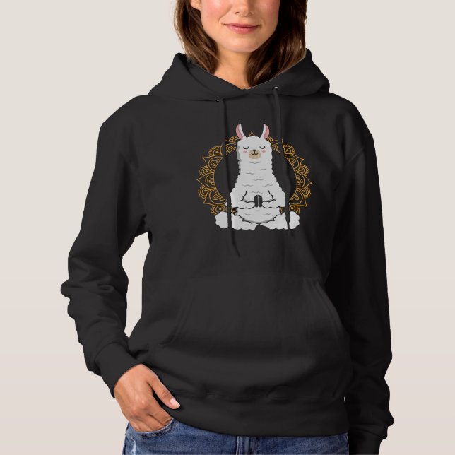 Yoga Llama Alpaca Namaste relaxing Animal Hoodie (Front)