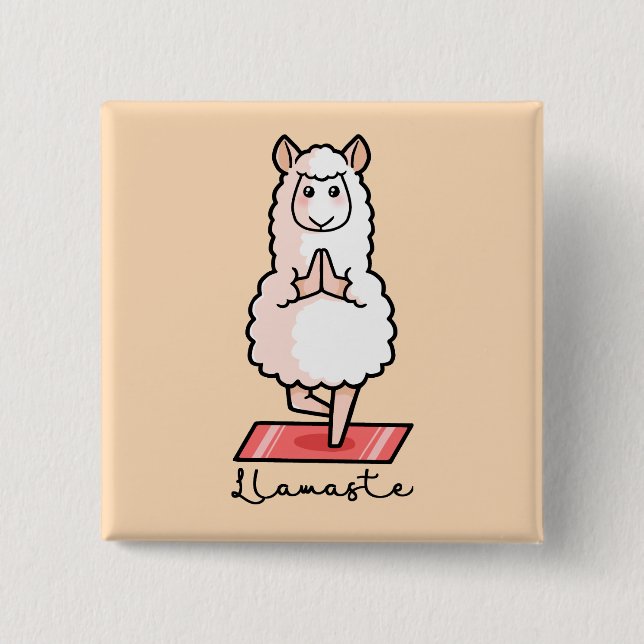 Yoga Llama - Llamaste 15 Cm Square Badge (Front)