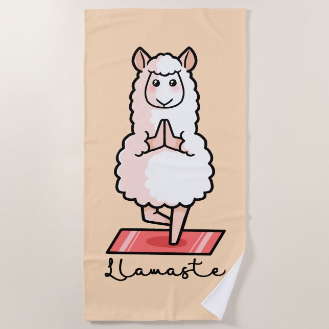 Yoga Llama - Llamaste Beach Towel (Front)