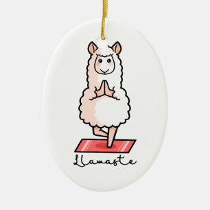 Yoga Llama - Llamaste Ceramic Tree Decoration