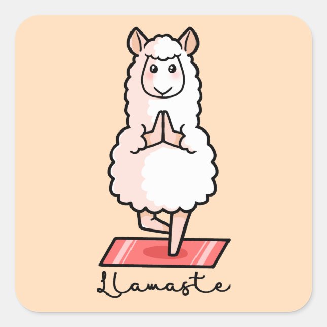 Yoga Llama - Llamaste Square Sticker (Front)