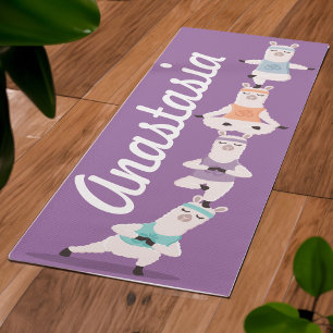 Yoga Llamas Meditating Fun & Cute Custom Name  Yoga Mat