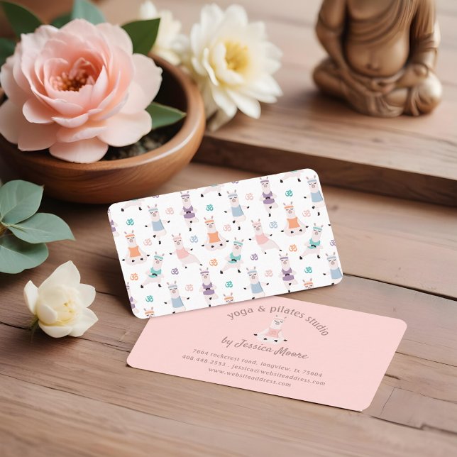 Yoga Llamas & Pilates Fitness Studio Company Logo Business Card (Yoga Llamas & Pilates Fitness Studio Company Logo Business Card)