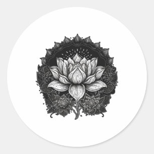 Yoga Lotus Flower On Mandala Lotus Flower  Classic Round Sticker