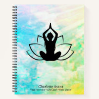 Yoga Lotus Instructor Reiki Coach Blue Watercolor