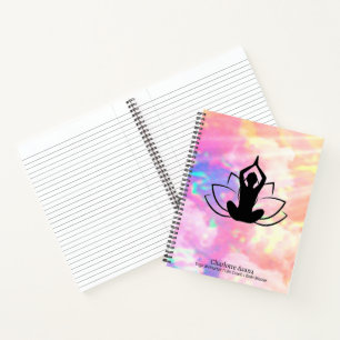 Yoga Lotus Instructor Reiki Coach Pink Watercolor Notebook