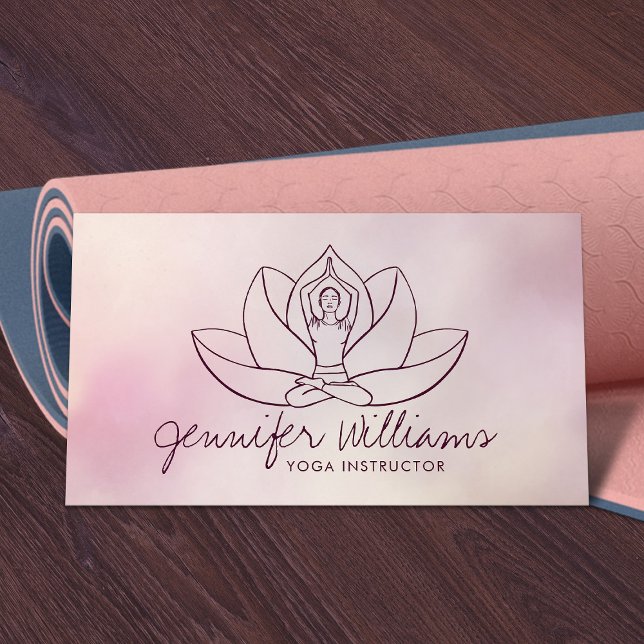 Yoga Lotus Line art - Gentle Rose Business Card (Creator Uploaded)