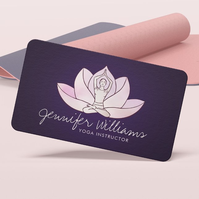 Yoga Lotus Line art - Gentle Rose Business Card (Creator Uploaded)