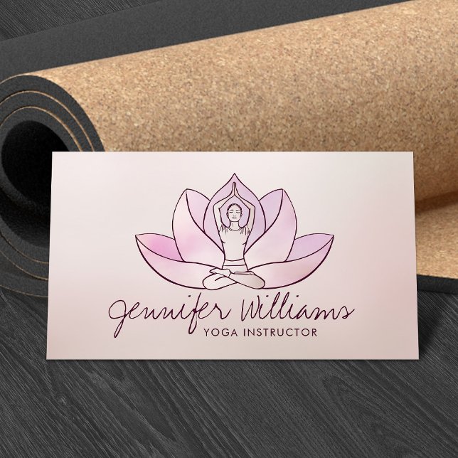 Yoga Lotus Line art - Gentle Rose Business Card (Creator Uploaded)