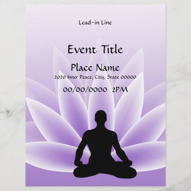 Yoga Lotus Man Violet 8.5 x 11 Event Flyer (Front)