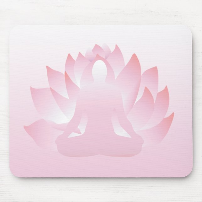 Yoga Lotus Pose Pink Flower Namaste Mousepad (Front)