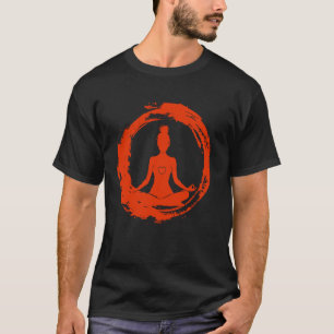 Yoga Lotus Pose s Sumi-e Ink Painting s Zen Heart T-Shirt
