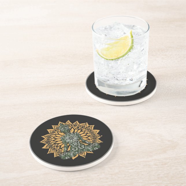 Yoga Lotus Pose Zen Graphic Coaster (Side)